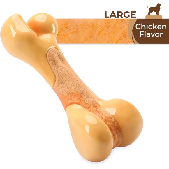 Tikaton Dog Chew Toys for Aggressive Chewers, Chicken Flavor Durable Dog Bone LG - Picture 2 of 6